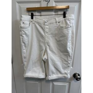 Denim Co Bermuda Shorts Size 18W 5-pocket Pull On Button Stretch Cuff Preowned